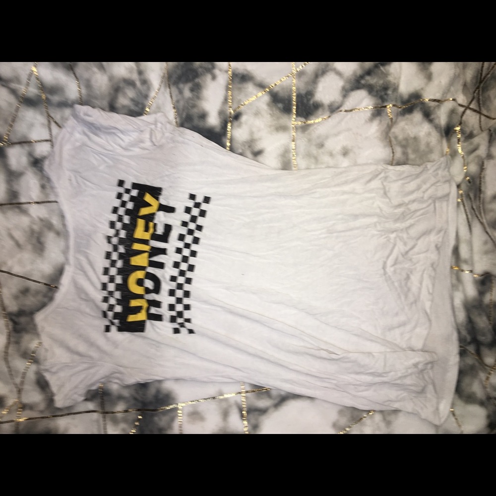 White tee with “HONEY” Lable